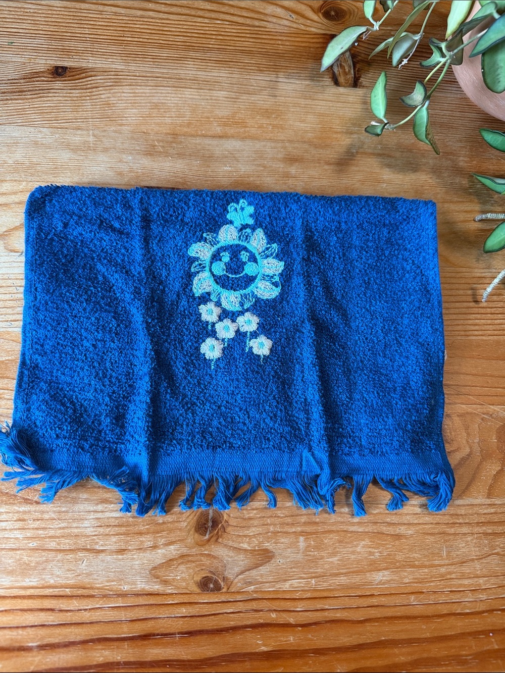 Vintage Embroidered Flower Washcloth